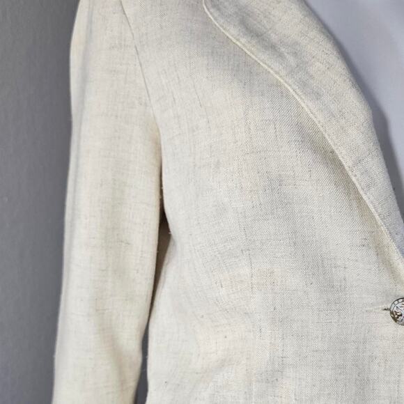 Vintage 80s Cream Soft Canvas 2 Piece Skirt and Blazer Set by Dimension V - Picture 7 of 8